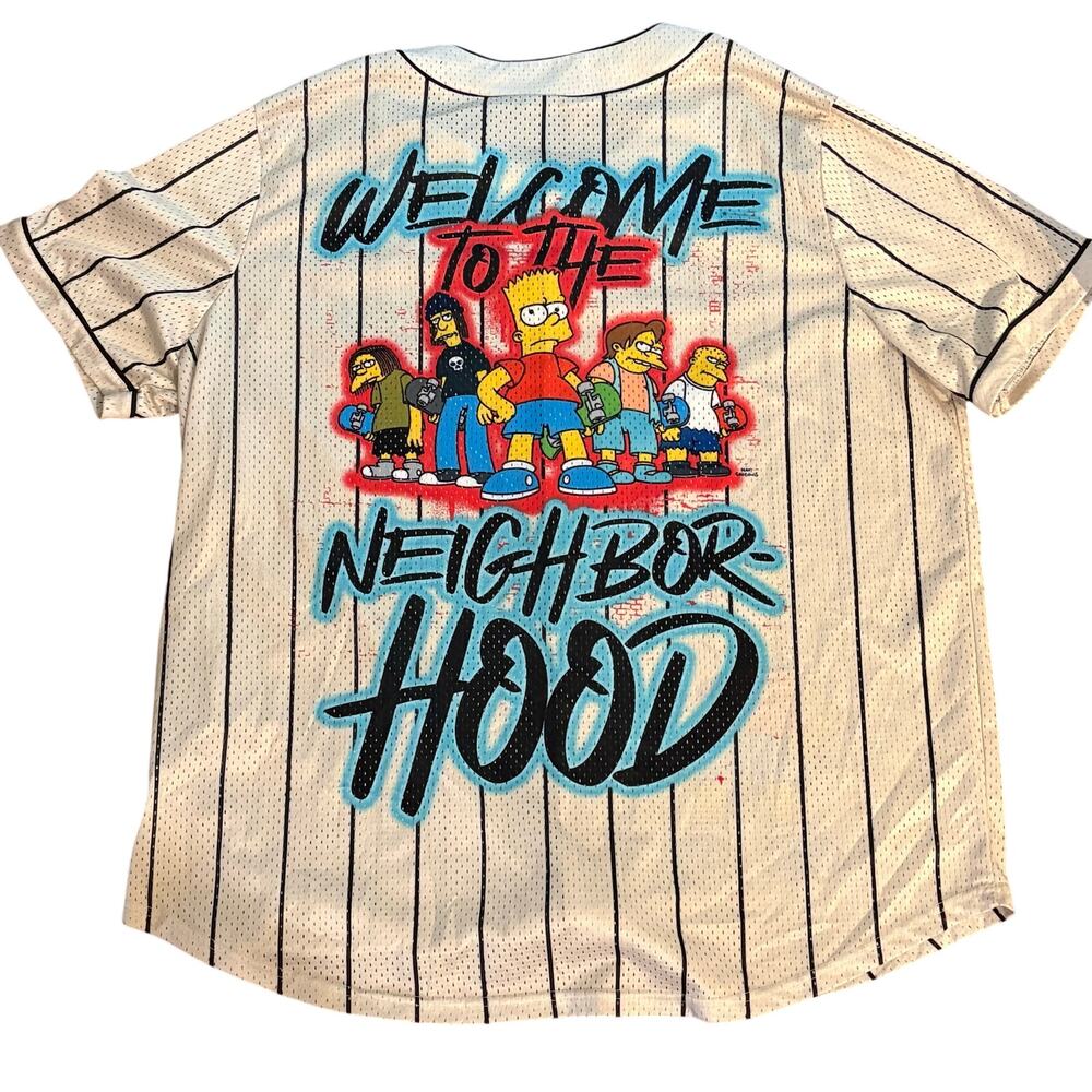 The Simpsons Bart Trouble Maker Welcome to the Neighborhood Pinstripe Jersey 4XL